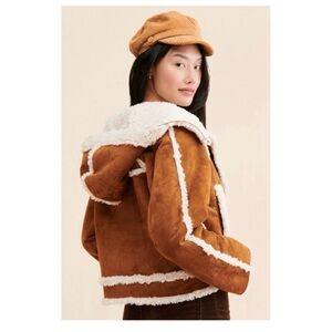 Free People Vegan Suede Shearling Jacket